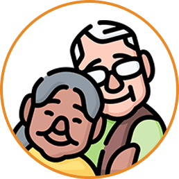 Elderly couple illustration.