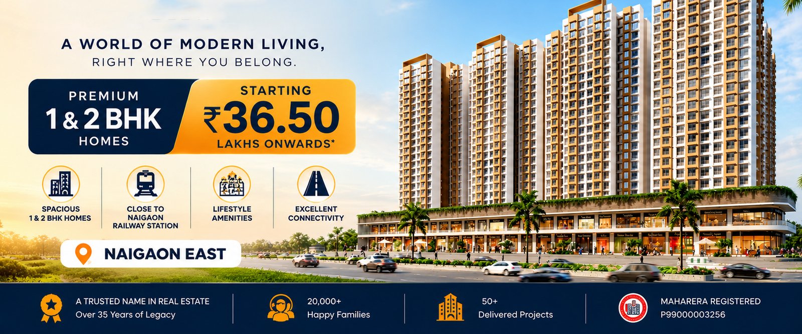 Sunteck Naigaon premium 1 and 2 BHK homes in Naigaon East