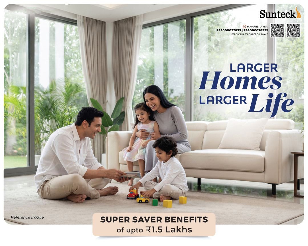 Spacious family living space at Sunteck World Naigaon